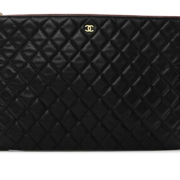 CHANEL Caviar Quilted Large Clutch / Cosmetic Case Zip-Closure - Picture 1 of 6